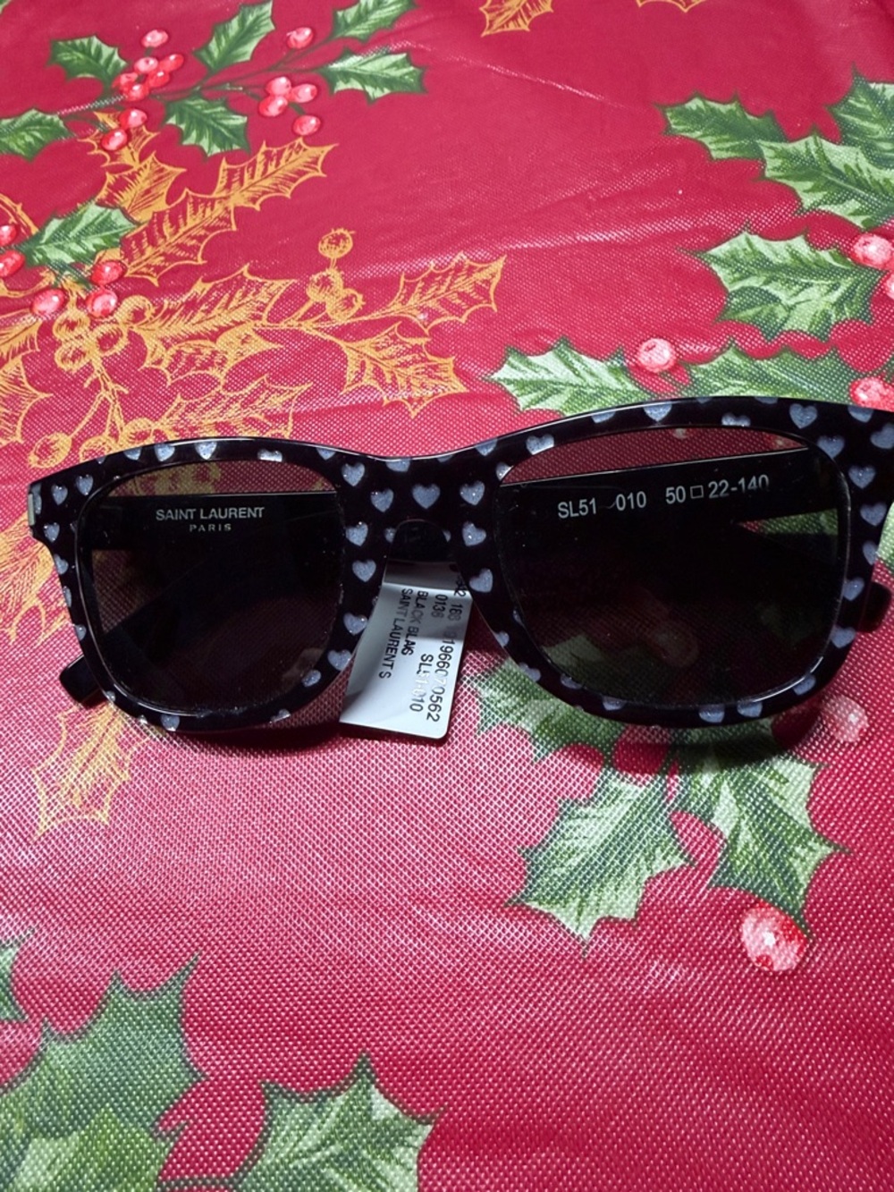 Yves Saint Laurent Black Floral Frame Sunglasses with Brown Lenses